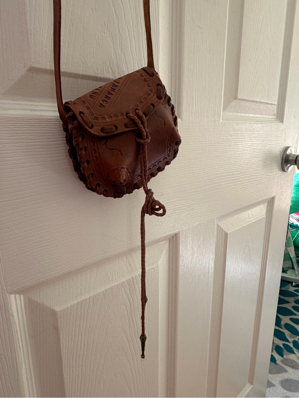 Handcrafted Brown Leather Braided Crossbody Bag